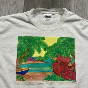 Vintage 2000 Tropical Ocean Beach Adventure Size Large Nature Art Tshirt